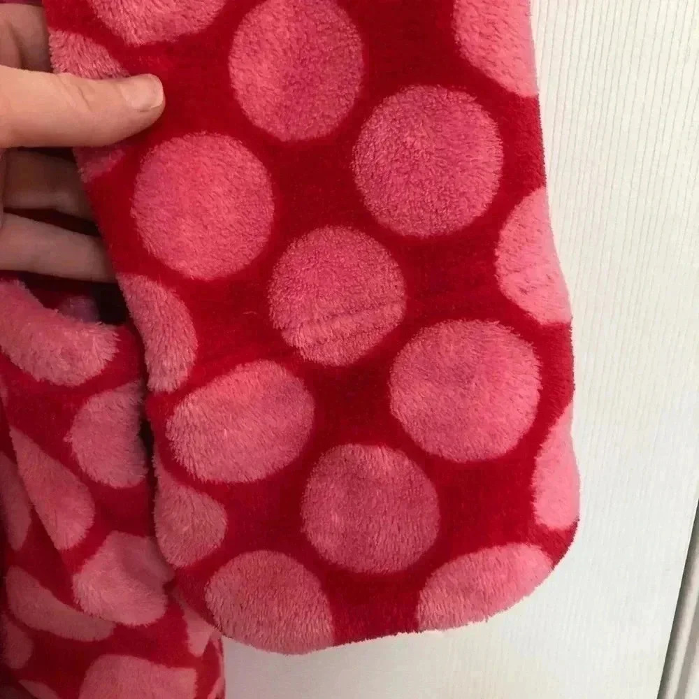 La Senza Fuzzy Pink Polka Dot Bathrobe Size S/MED - Picture 4 of 16